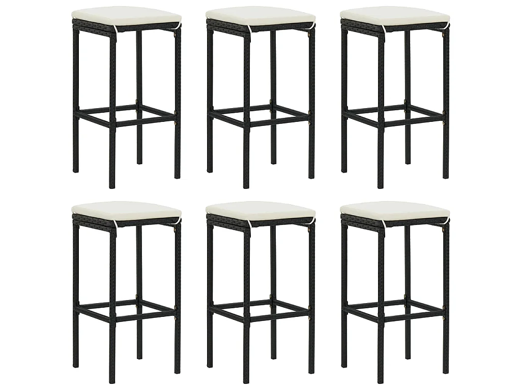 Set Bar da Giardino 8 pz con Cuscini in Polyrattan Nero