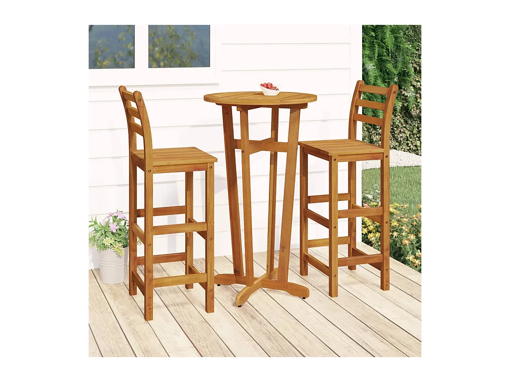 Ensemble de bar de jardin 3 pcs bois d'acacia solide