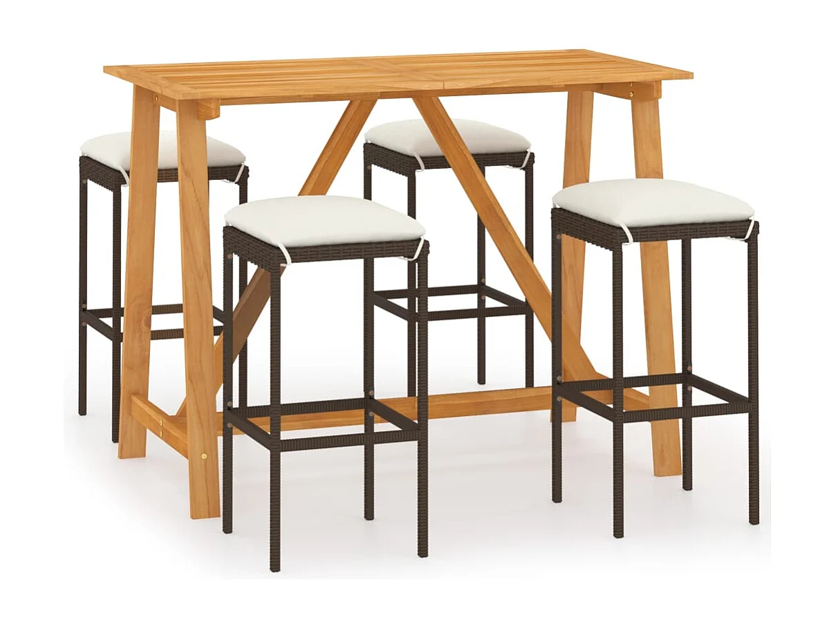 5-delige Tuinbarset met kussens bruin