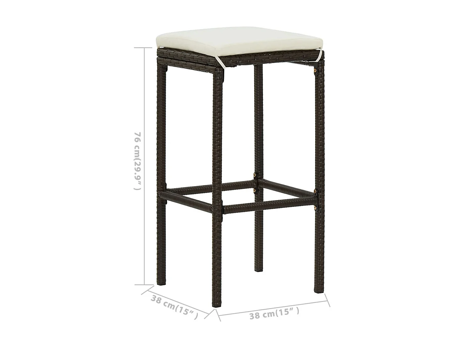 7 pcs conjunto de bar p/ jardim com almofadões castanho