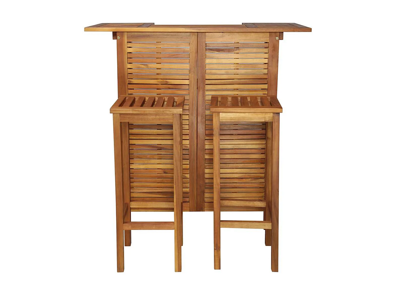 Set Tavolo e Sedia da Bar 3 pz in Legno Massello di Acacia