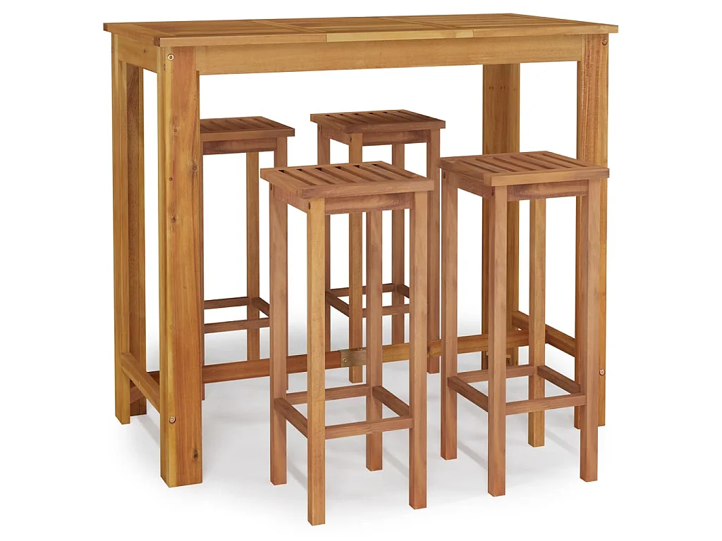 Set da Bar da Giardino 5 pz in Legno Massello di Acacia