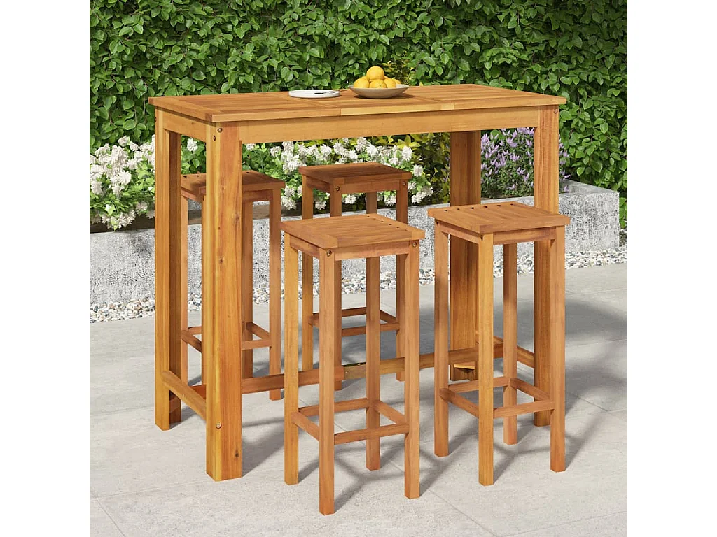 Set da Bar da Giardino 5 pz in Legno Massello di Acacia