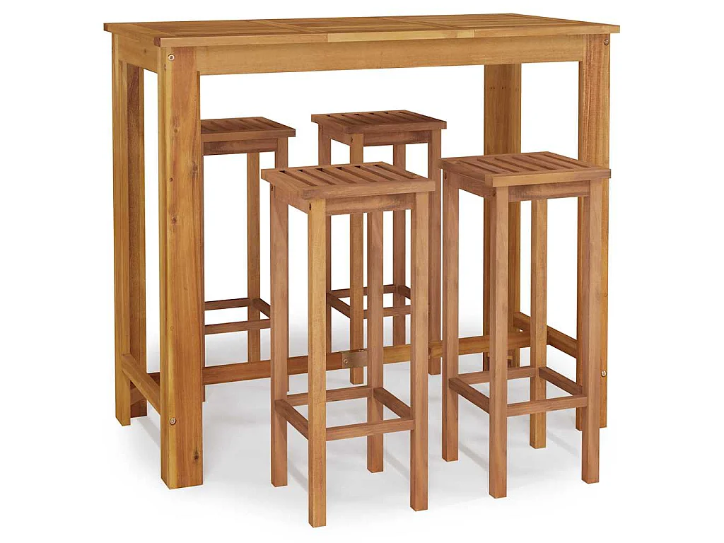 Ensemble de bar de jardin 5 pcs bois d'acacia solide