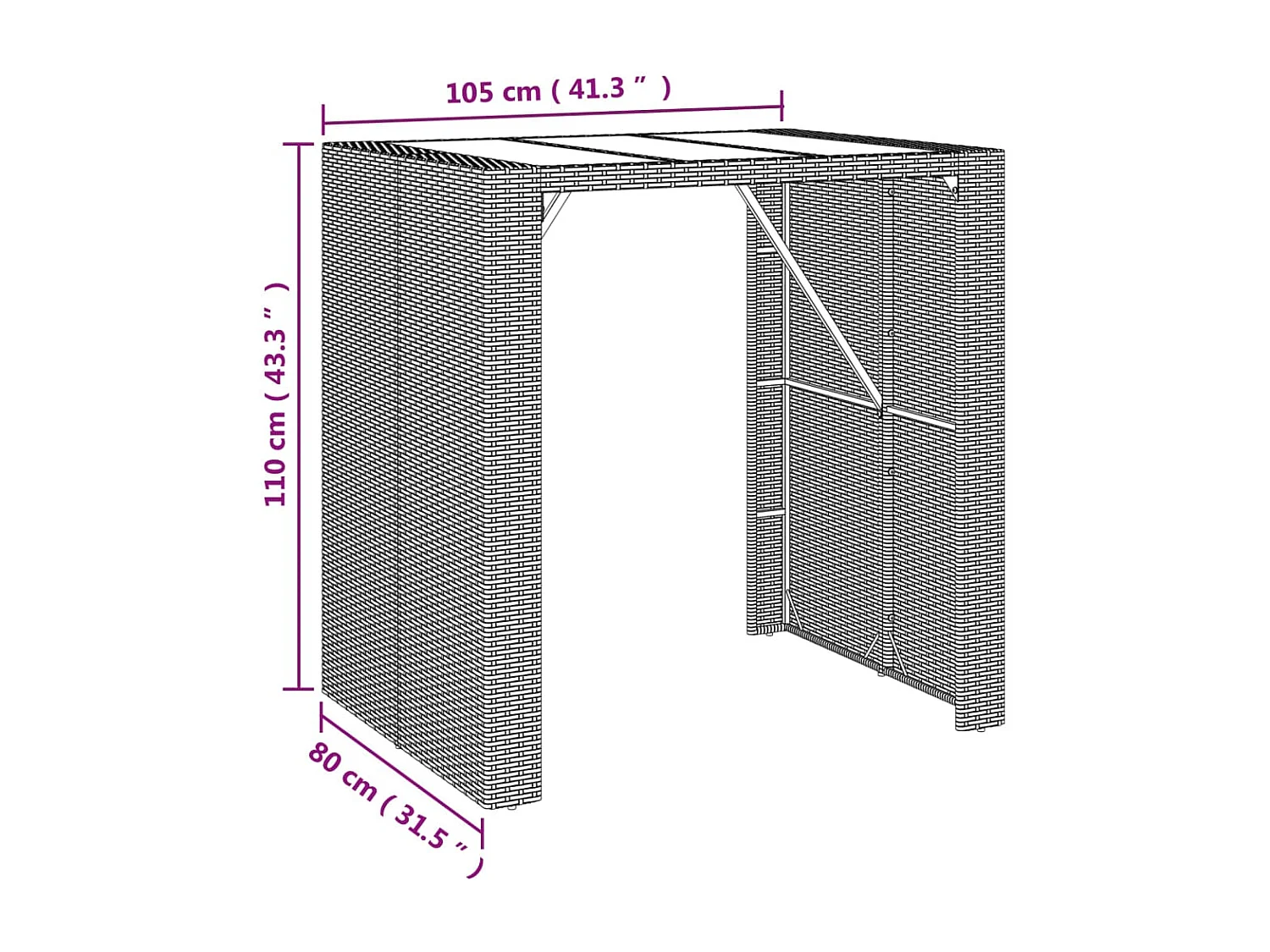 Set Bar da Giardino 5 pz con Cuscini in Polyrattan Grigio