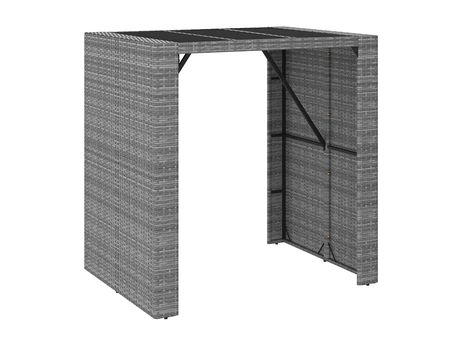 Set Bar da Giardino 5 pz con Cuscini in Polyrattan Grigio