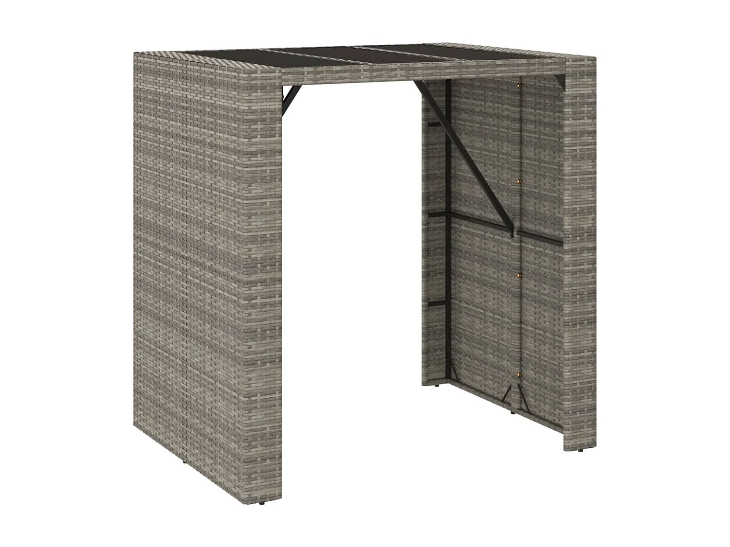 Set Bar Giardino 5pz Grigio Polyrattan e Legno Massello Acacia