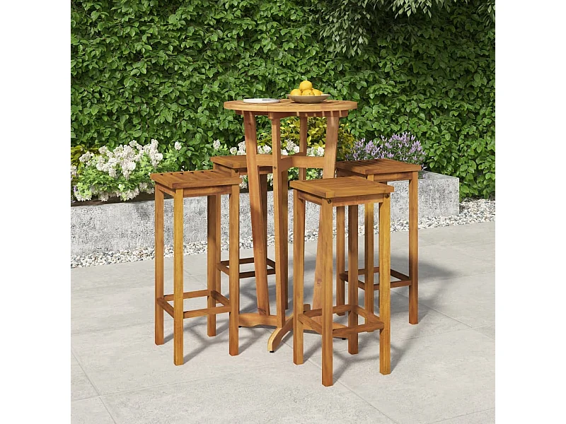 Ensemble de bar de jardin 5 pcs bois d'acacia solide