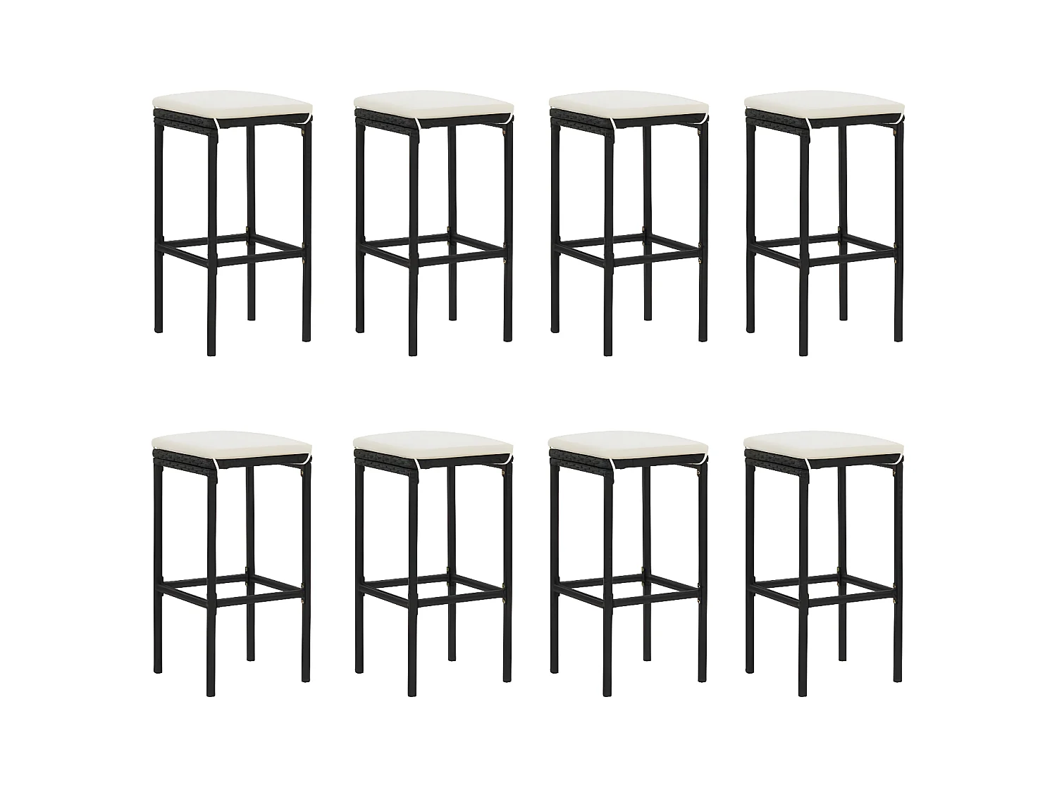 Ensemble de bar de jardin 9 pcs et coussins Résine tressée Noir