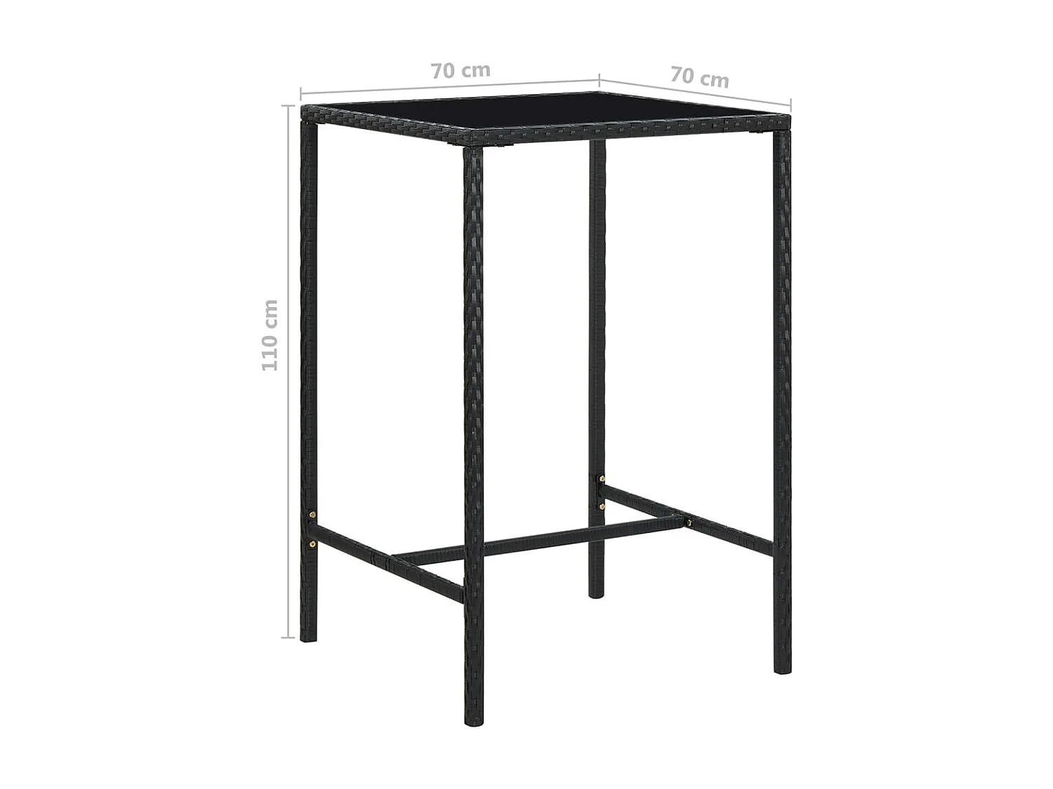 Set Bar da Giardino 3 pz con Cuscini Polyrattan Nero