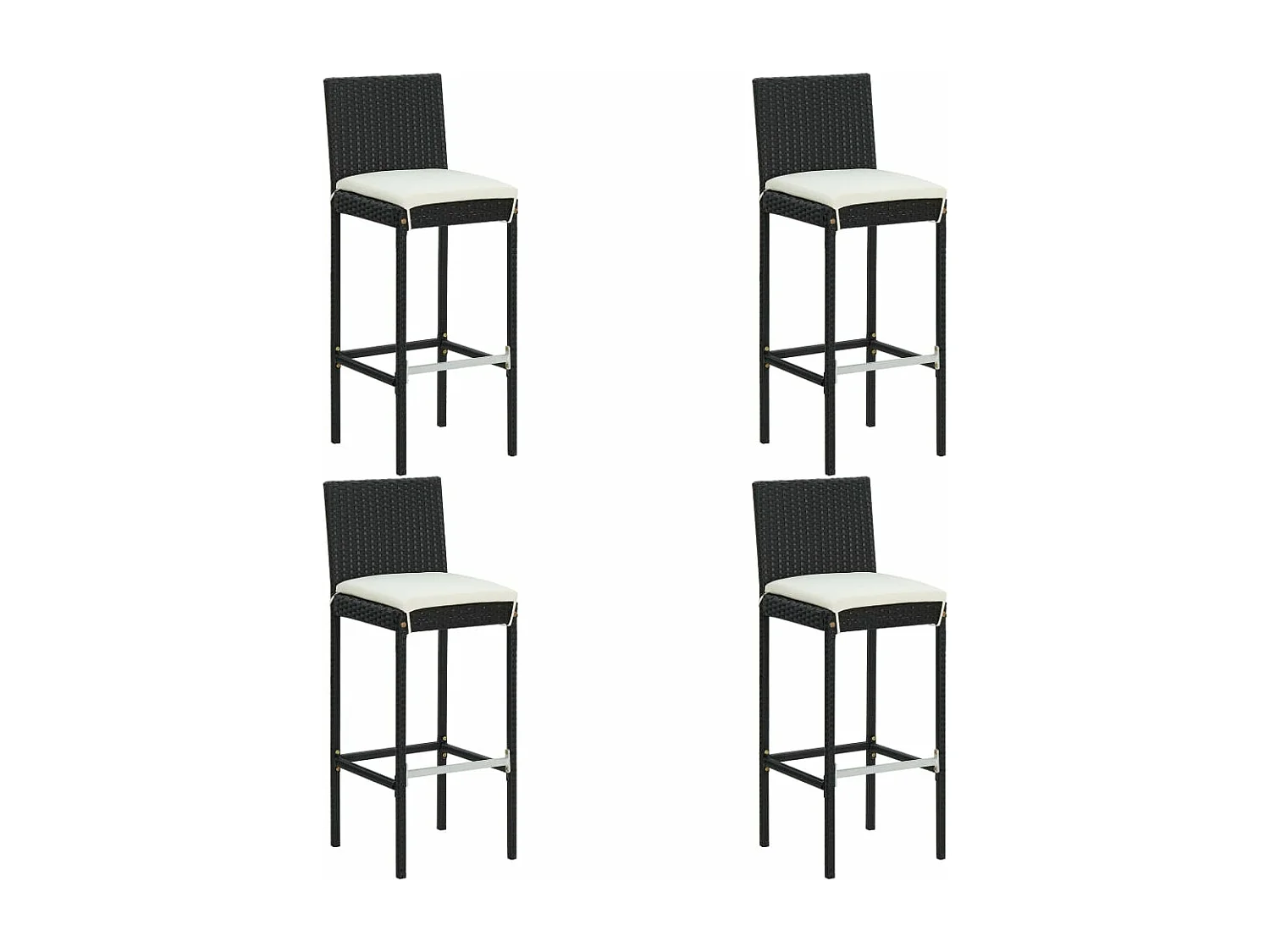 Ensemble de bar de jardin avec coussins 5 pcs Noir