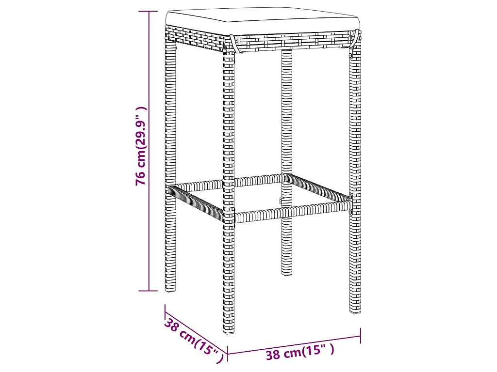 Set Bar da Giardino 7 pz con Cuscini in Polyrattan Grigio