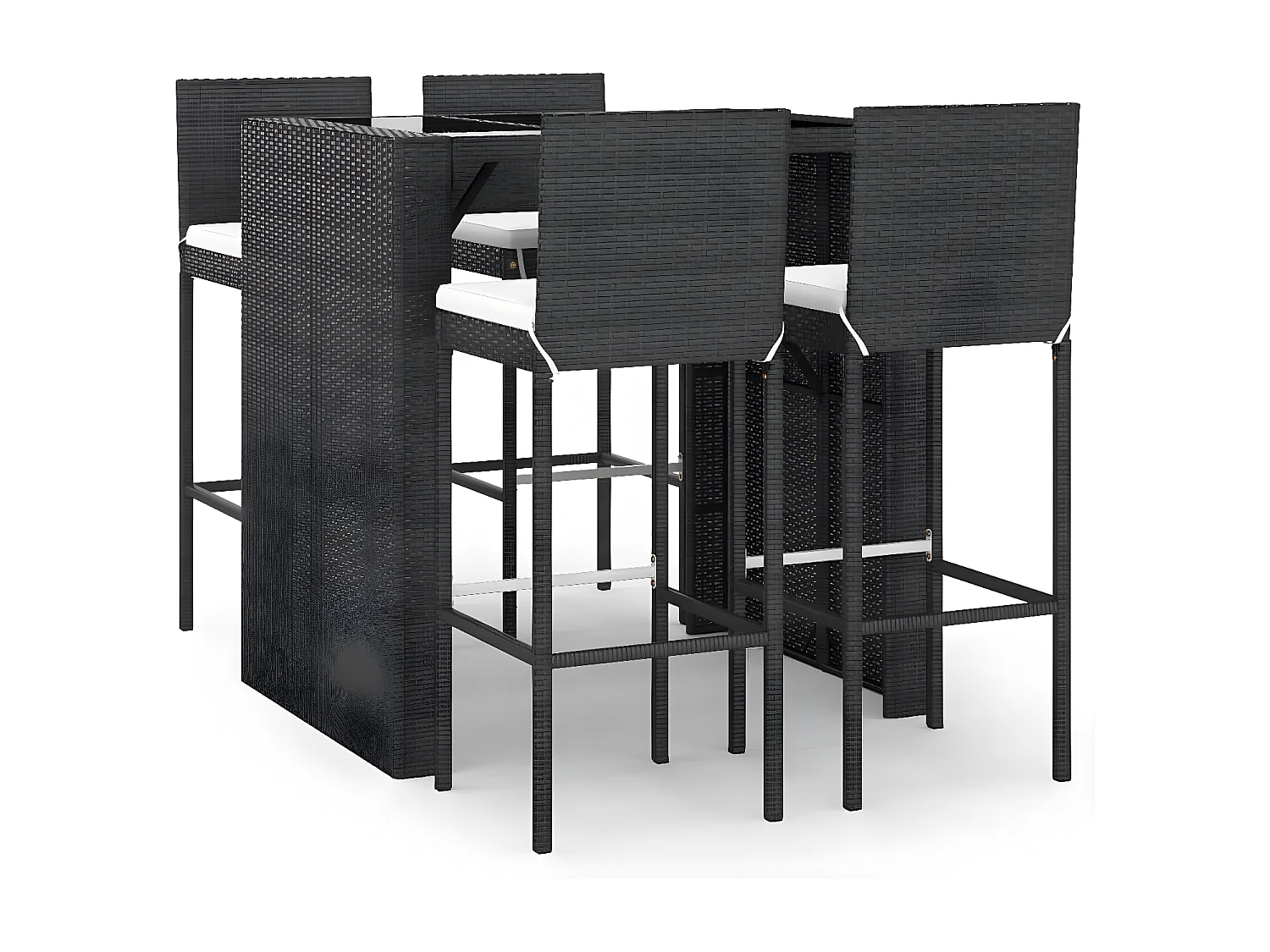 Ensemble de bar de jardin 5 pcs avec coussins noir poly rotin