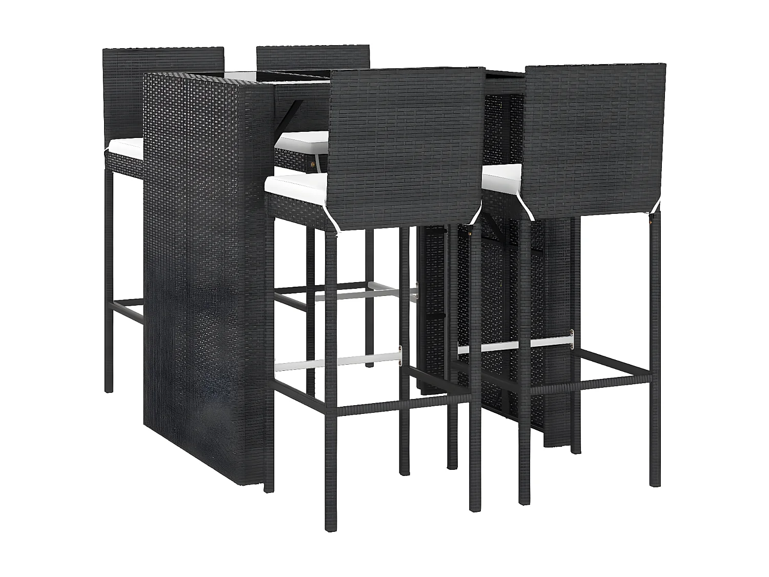 Ensemble de bar de jardin 5 pcs avec coussins noir poly rotin