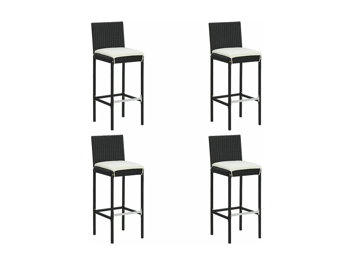 Ensemble de bar de jardin 5 pcs avec coussins noir poly rotin
