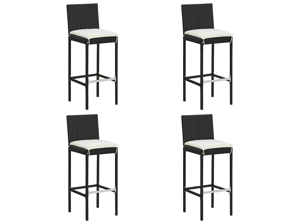 Set Bar da Giardino 5 pz con Cuscini in Polyrattan Nero