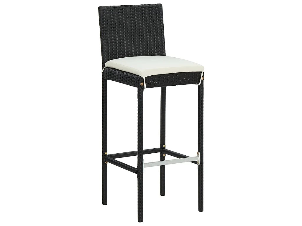 Set Bar da Giardino 5 pz con Cuscini in Polyrattan Nero