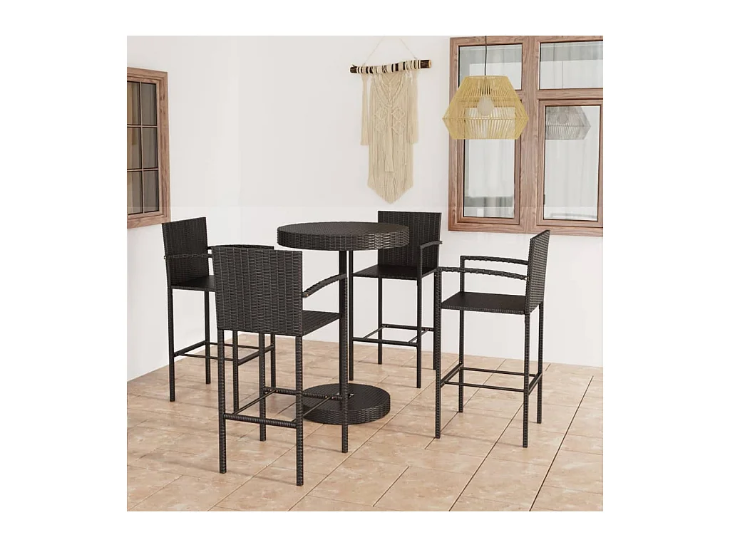 Ensemble de bar de jardin 5 pcs Résine tressée Noir