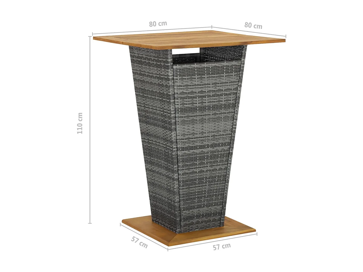5-tlg. Gartenbar-Set mit Kissen Poly Rattan Grau