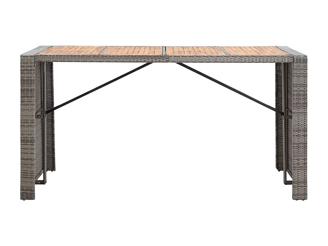 Set da Bar da Giardino 9 pz Polyrattan e Legno Acacia Grigio