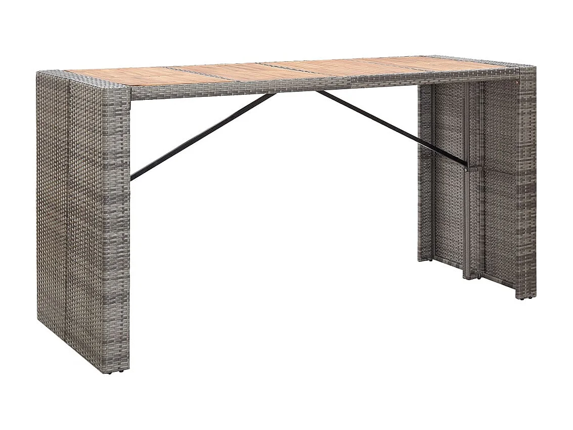 Set da Bar da Giardino 9 pz Polyrattan e Legno Acacia Grigio