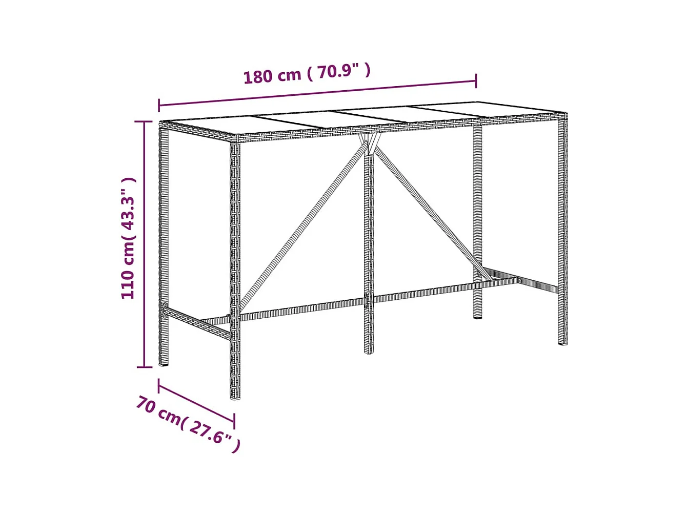 9-tlg. Gartenbar-Set mit Kissen Schwarz Poly Rattan