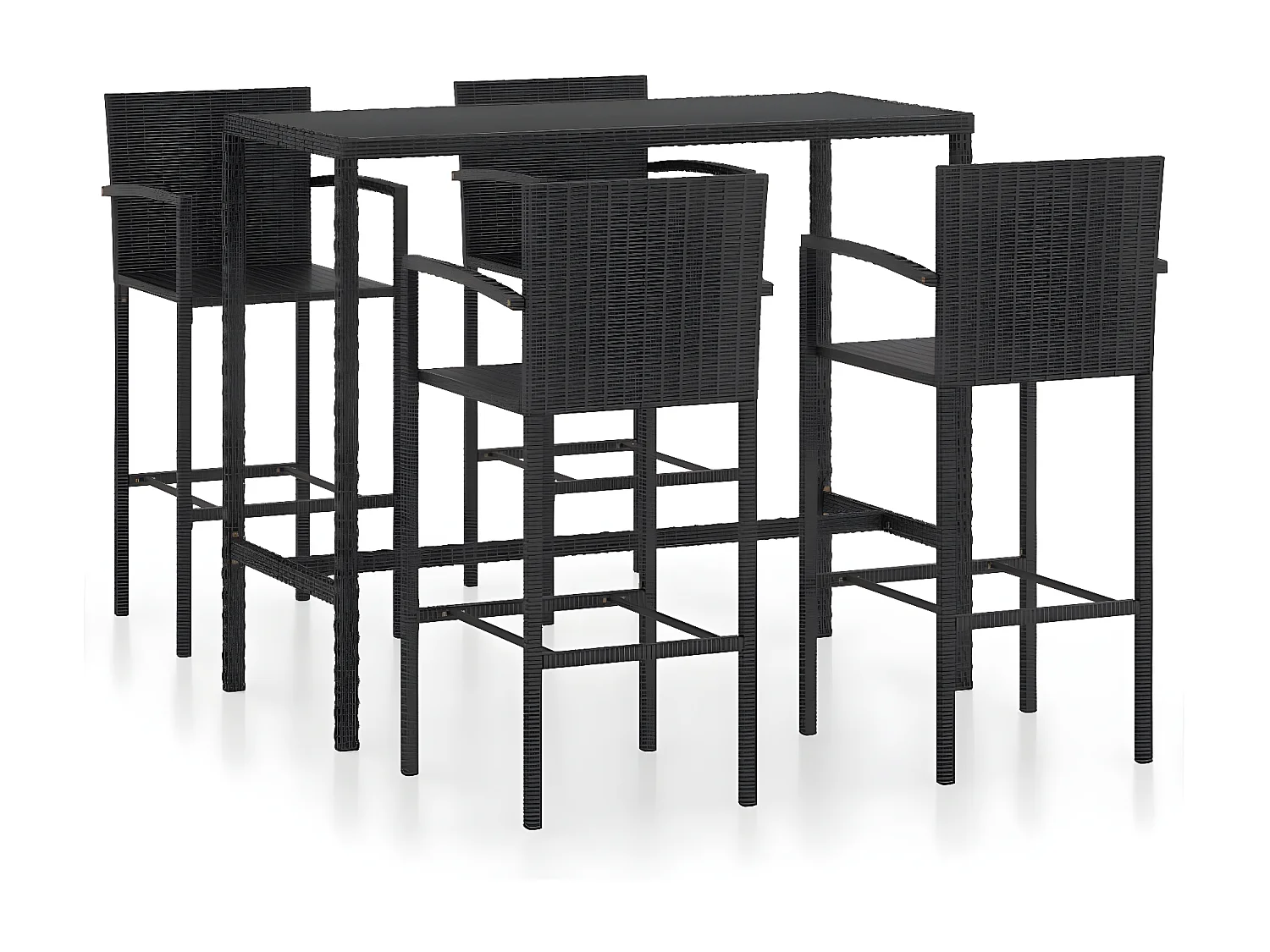 Set da Bar da Giardino 5 pz in Polyrattan Nero