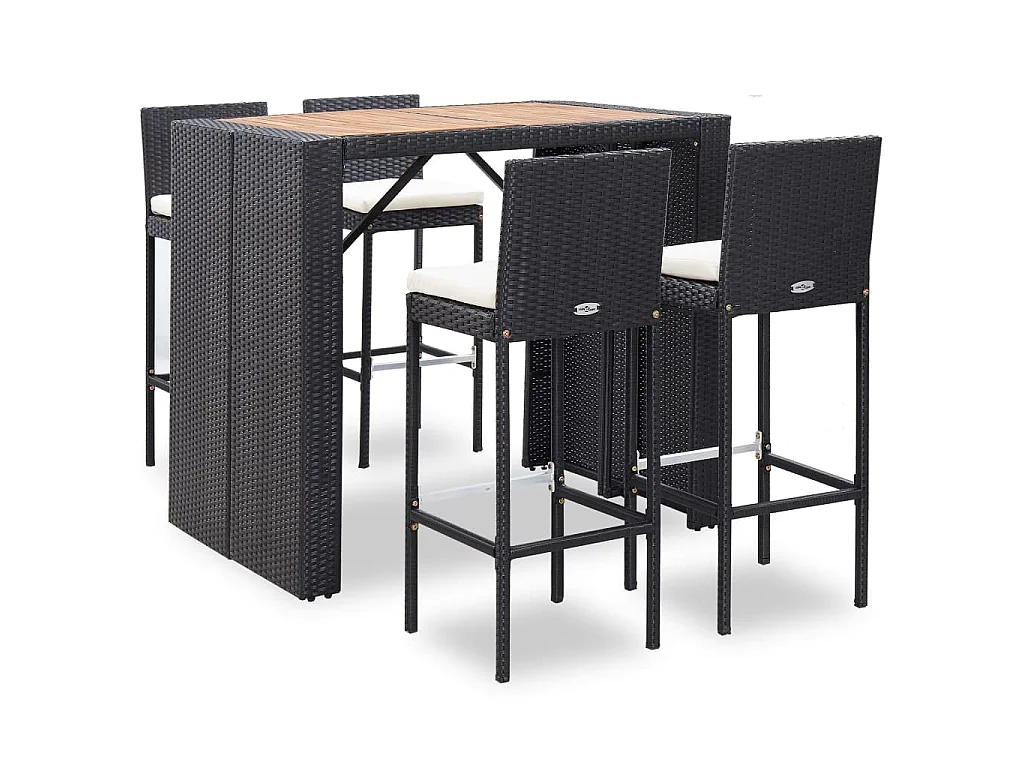 Set da Bar da Giardino 5 pz Polyrattan e Legno di Acacia Nero