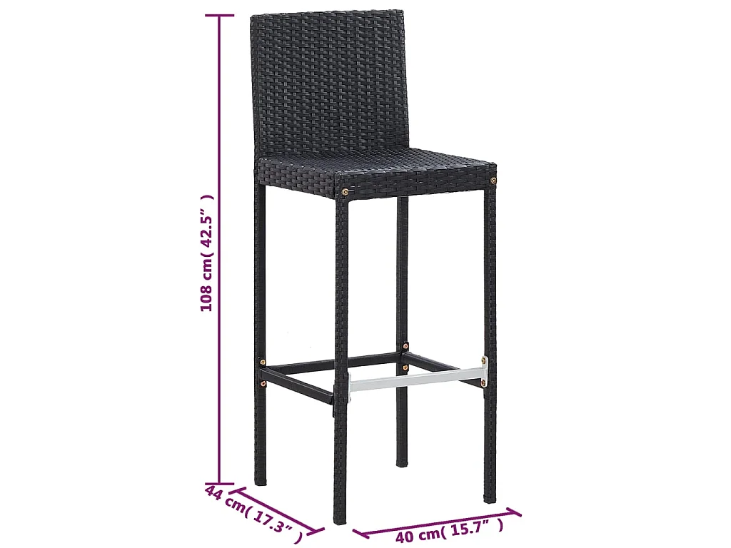Set da Bar da Giardino 5 pz Polyrattan e Legno di Acacia Nero