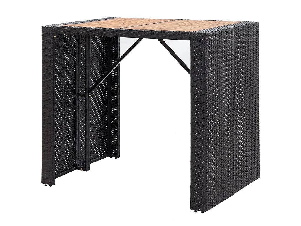 Set da Bar da Giardino 5 pz Polyrattan e Legno di Acacia Nero