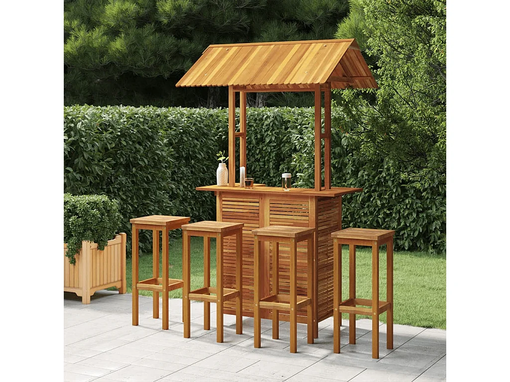 Ensemble de bar de jardin 5 pcs Bois d'acacia solide