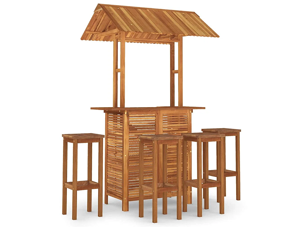 Ensemble de bar de jardin 5 pcs Bois d'acacia solide