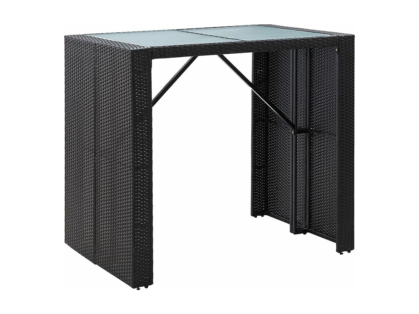 5-tlg. Garten-Bar-Set Poly Rattan und Glas Schwarz