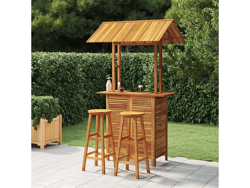 Set da Bar per Giardino 3 pz in Legno Massello di Acacia