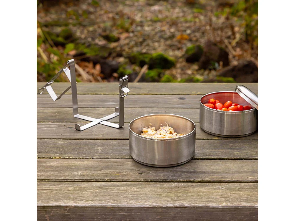 Boîte à lunch ronde en acier inoxydable 2 compartiments