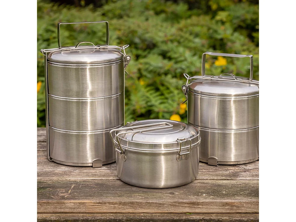 Boîte à lunch ronde en acier inoxydable 2 compartiments