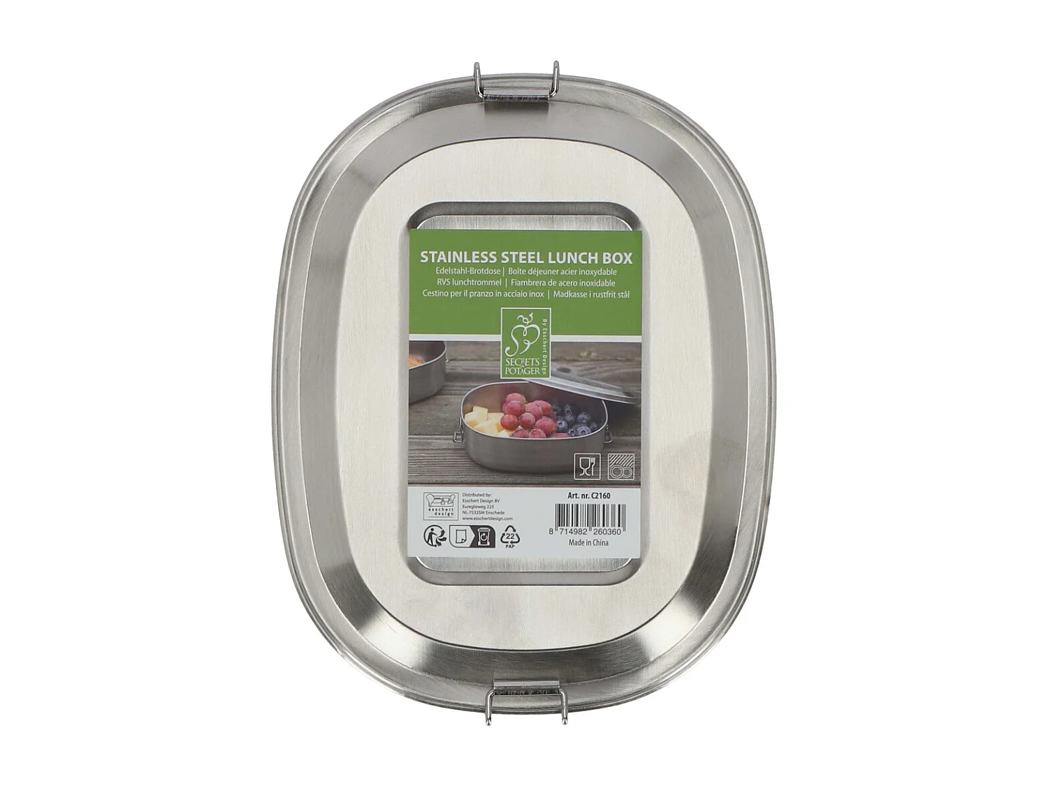 Boîte à lunch en acier inoxydable 18,2 x 13,9 x 5,8 cm