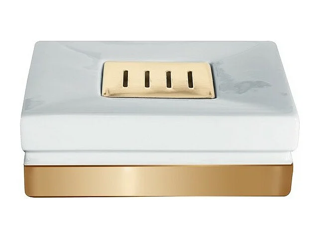 Porte savon Porcelaine ROMA Blanc & Or Spirella