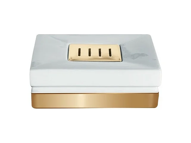 Porte savon Porcelaine ROMA Blanc & Or Spirella