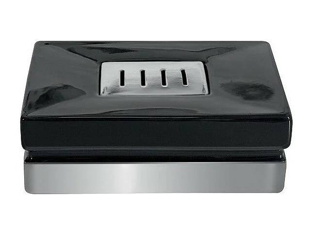 Porte savon Céramique ROMA Noir & Argent Spirella