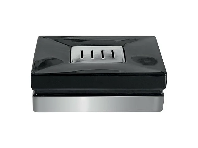Porte savon Céramique ROMA Noir & Argent Spirella