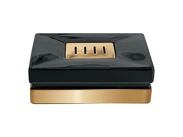 Porte savon Céramique ROMA Noir & Or Spirella