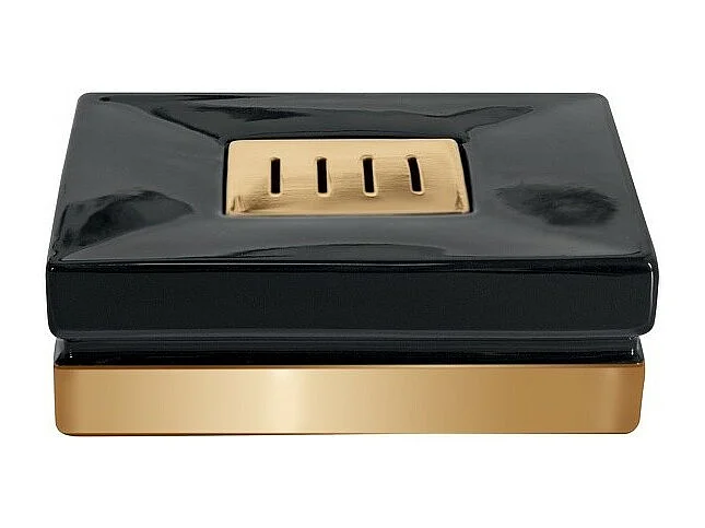 Porte savon Céramique ROMA Noir & Or Spirella