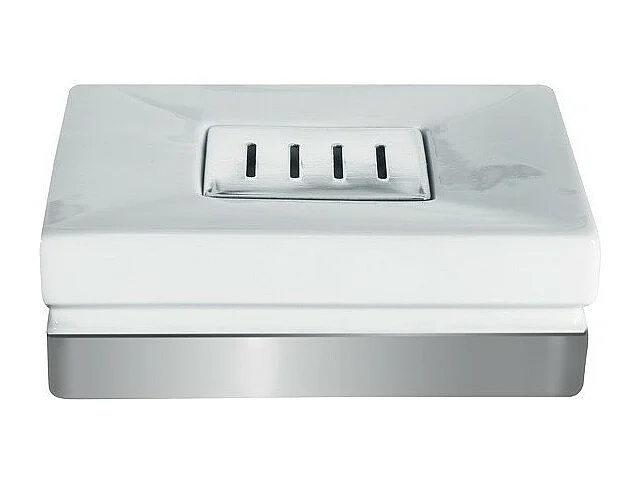 Porte savon Porcelaine ROMA Blanc & Argent Spirella