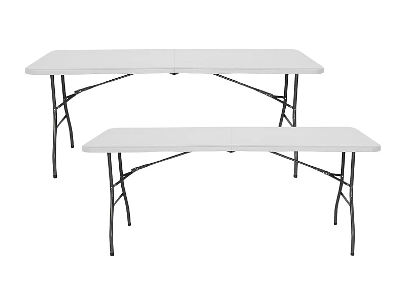 Pack de 2 Tables Pliantes 240cm Rectangulaire Blanc Restauration Thinia Home