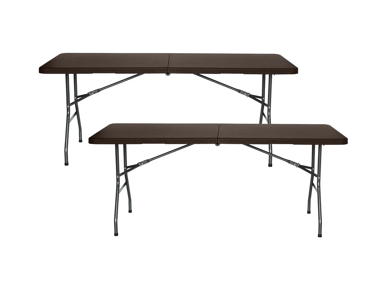 Pack de 2 Tables Pliantes 180cm Rectangulaire Restauration Effet Rotin Thinia Home