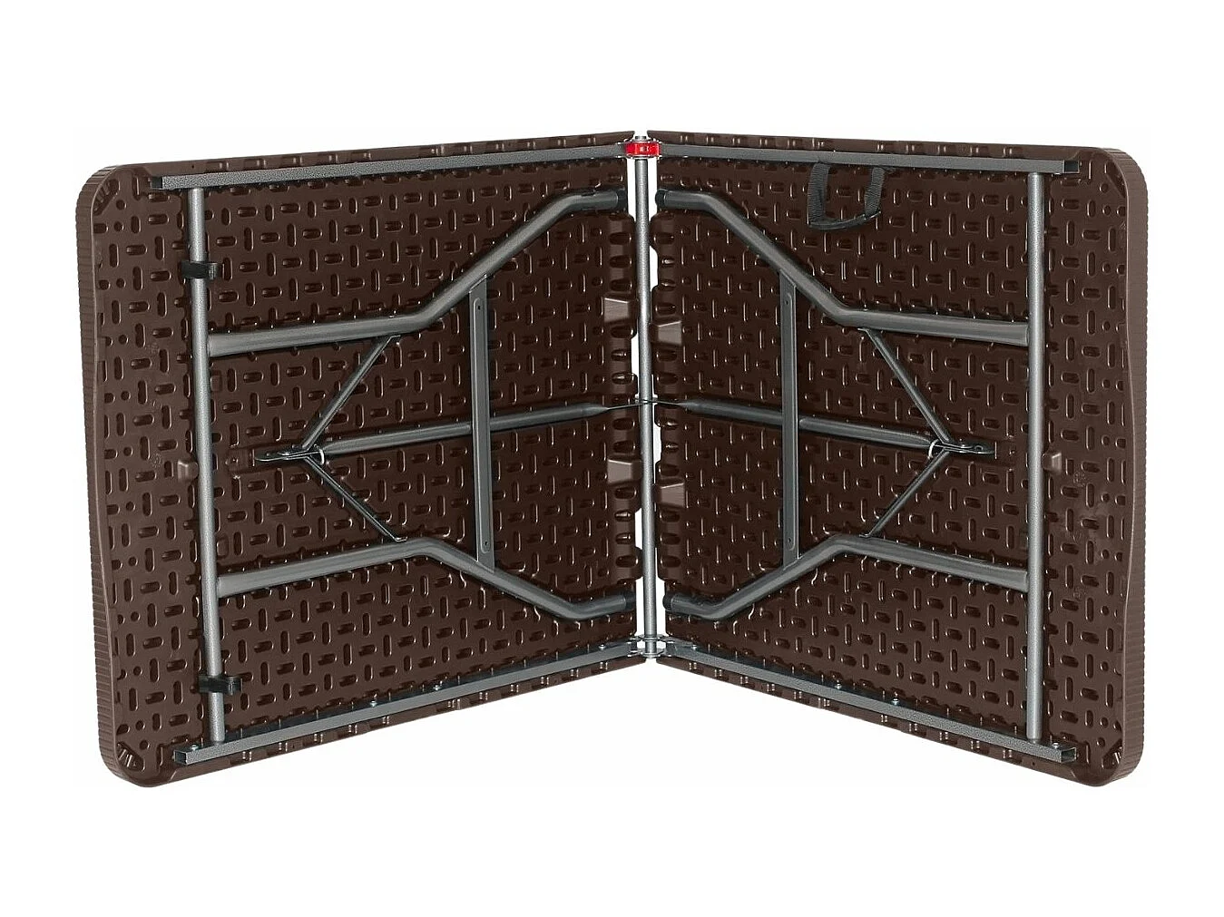 Confezione 2 Tavoli rettangolari pieghevoli per catering effetto rattan 180x74cm Thinia Home