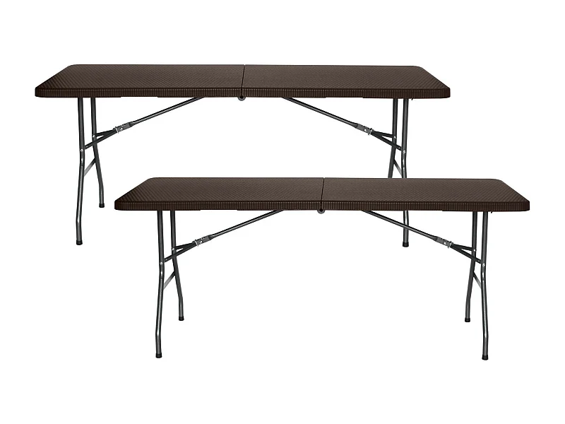 Pack de 2 Tables Pliantes 180cm Rectangulaire Restauration Effet Rotin Thinia Home