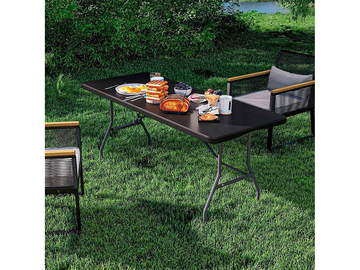 Tavolo rettangolare pieghevole per catering 180x74cm Thinia Home