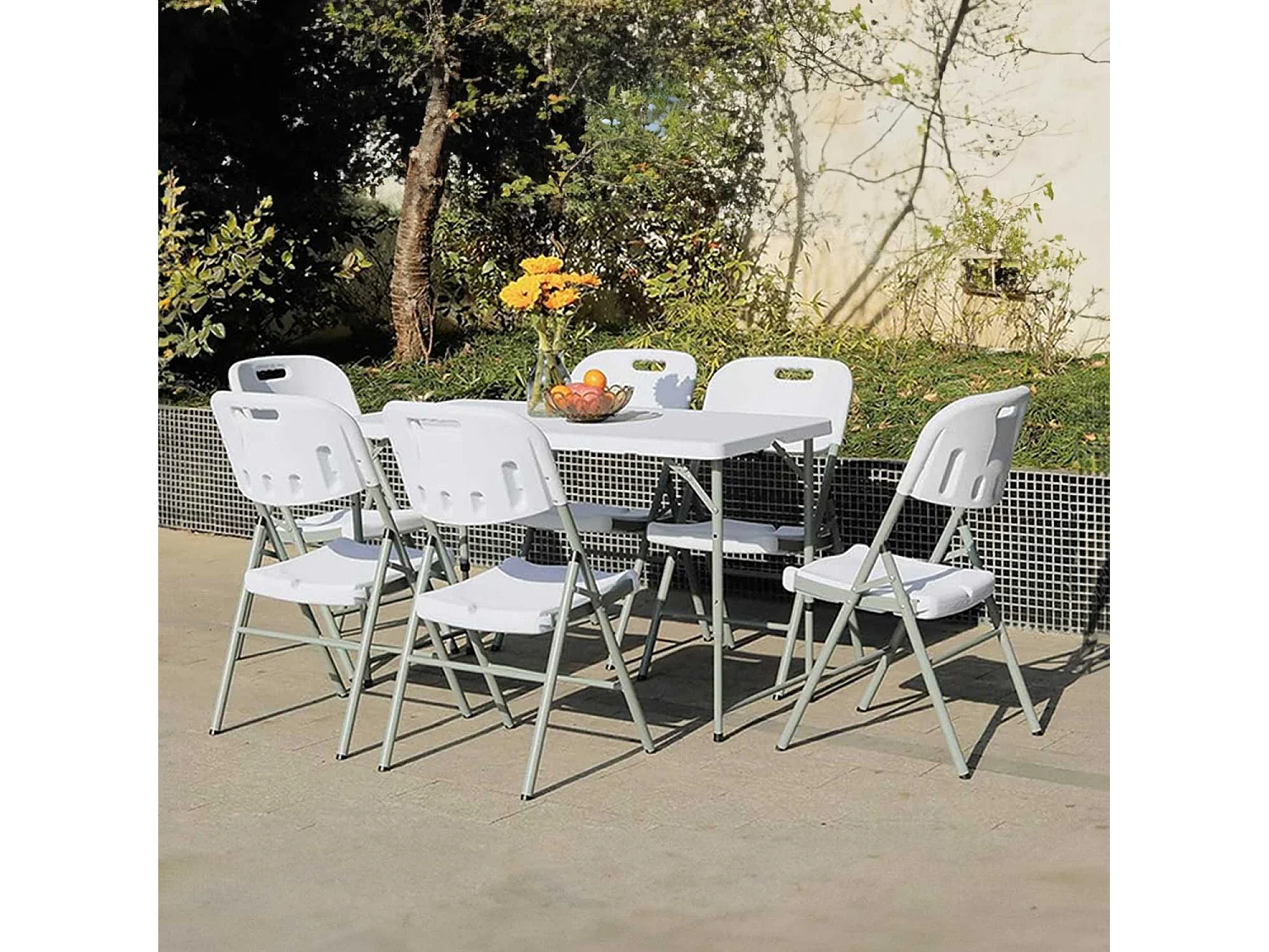 Table Pliante 122cm Rectangulaire Blanche Catering 7house